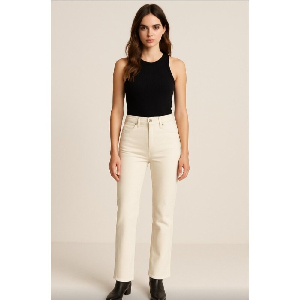 A.L.C. Womens Christy Size 25 Jeans Off White High Rise Straight Leg Pants